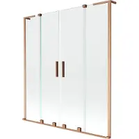 Mexen Velar L Duo badkuipscherm 2-delige schuifbare 150 x 150 , transparant, geborsteld koper - 896-150-003-02-65