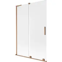 Mexen Velar L badwand 2-delige schuif 120 x 150 cm, matglas, geborsteld koper - 896-120-003-31-65