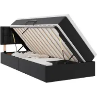vidaXL Opbergbed met LED met hoofdeinde Zwart 90 x 190 cm Kunstleer