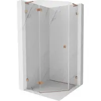 Mexen Lunar L vijfhoekige douchecabine scharnierend links 90 x 90 , transparant, geborsteld koper - 831L-090L-090P-65-00-L