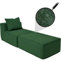 Mendler Chaise longue/accessoires voor bank -O54, fauteuil ottomane recamière, stof/textiel (300 g/m²) 63 x 75 x 194 cm ~ groen