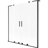 Mexen Velar L Duo badwand 2-delige schuifwand 150 x 150 cm, ijs, zwart - 896-150-003-32-70
