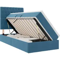 vidaXL LED opbergbed met matras Donkerblauw 100 x 200 cm Fluweel