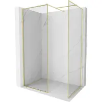 Mexen Kioto-F douchewand Walk-in met frame 150 x 70 , transparant 8 mm, geborsteld goud - 800-150-202-04-55-070
