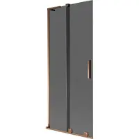 Mexen Velar L badwand scherm 2-delige schuifdeur 80 x 150 , grafiet, roze goud - 896-080-003-41-60