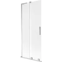 Mexen Velar L badwand scherm 2-delige schuif 80 x 150 cm, ijs, chroom - 896-080-003-31-01