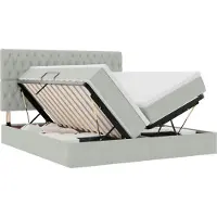vidaXL LED opbergbed met matras Lichtgrijs 200 x 200 cm Fluweel