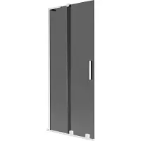 Mexen Velar L badwandscherm 2-delig schuifbaar 85 x 150 , grafiet, wit - 896-085-003-41-20