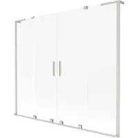 Mexen Velar L Duo badwand scherm 2-delig schuifbaar 200 x 150 cm, ijs, geborsteld nikkel - 896-200-003-32-97