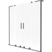 Mexen Velar L Duo badwand 2-delig schuifbaar 150 x 150 cm, ijsvorming, gun metal - 896-150-003-32-95