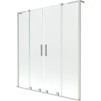 Mexen Velar L Duo badwand 2-delige schuifdeur 150 x 150 , transparant, geborsteld nikkel - 896-150-003-02-97