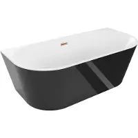 Mexen Oval vrijstaande wandbadkuip 180 x 80 , wit/zwart, overloop rozen goud - 52671808075-60