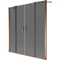 Mexen Velar Duo badwand scherm 2-delige uitschuifbaar 140 x 150 , grafiet, roze goud - 896-140-000-42-60