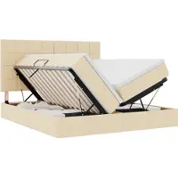 vidaXL Opbergbed met hoofdeinde met opslag Crème 200 x 200 cm Stof