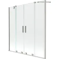 Mexen Velar Duo badwand 2-delige uitschuifbaar 140 x 150 , transparant, geborsteld nikkel - 896-140-000-02-97