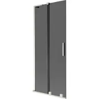 Mexen Velar L badwand scherm 2-delig schuifbaar 80 x 150 , grafiet, geborsteld nikkel - 896-080-003-41-97