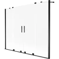 Mexen Velar Duo badwand met 2 schuifbare vleugels 200 x 150 cm, matglas, zwart - 896-200-000-32-70