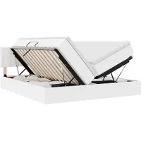 vidaXL Opbergbed met hoofdeinde Zuiver Wit 200 x 200 cm Kunstleer