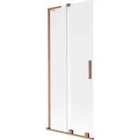 Mexen Velar L badwand 2-delig verschuifbaar 85 x 150 cm, matglas, geborsteld koper - 896-085-003-31-65