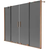 Mexen Velar Duo badwand 2-delig schuifbaar 200 x 150 , grafiet, geborsteld koper - 896-200-000-42-65