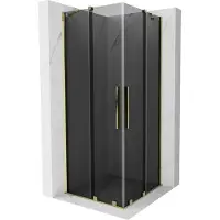 Mexen Velar Duo schuifdouchecabine 90 x 90 , grafiet, goud - 871-090-090-42-50