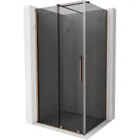 Mexen Velar schuifdouchecabine 140 x 100 , grafiet, roze goud - 871-140-100-41-60