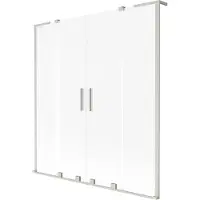 Mexen Velar L Duo badwand 2-delig schuifbaar 140 x 150 cm, ijs, geborsteld nikkel - 896-140-003-32-97