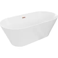 Mexen Luna Slim vrijstaande badkuip 170 x 75 , wit, overloop roségoud - 52041707500-60