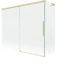 Mexen Rox L badscherm, 2-vleugelig schuifbaar 180 + 90 x 150 , transparant, goud geborsteld - 8C9L-180-090-55-00