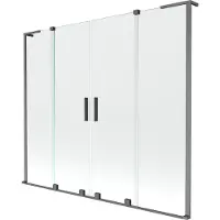 Mexen Velar L Duo tweedelige schuifbare badafsluiting 200 x 150 , transparant, geborsteld geweergrijs - 896-200-003-02-66