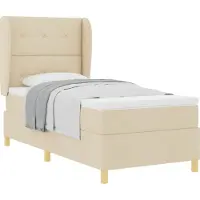 vidaXL Boxspring bed met hoofdeinde Crème 200 x 100 cm Stof