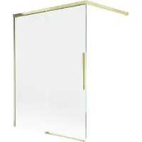 Mexen Rox badscherm 2-delig verschuifbaar 120 x 150 , transparant, goud - 8C9-120-003-50-00