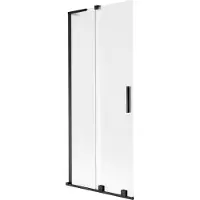 Mexen Velar L badwand scherm 2-delig schuifbaar 80 x 150 cm, matglas, zwart - 896-080-003-31-70