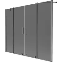 Mexen Velar Duo badwand 2-delige schuifwand 190 x 150 , grafiet, geborsteld grijs - 896-190-000-42-66
