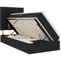 vidaXL Opslag bed met matras met hoofdeinde Zwart 90 x 200 cm Stof