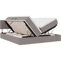vidaXL LED opbergbed met matras Taupe 180 x 200 cm Stof