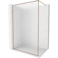 Mexen Kioto-F douchewand Walk-in met frame 140 x 202 , ijsglas 8 mm, geborsteld koper - 800-140-104-65-30