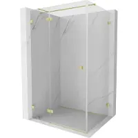 Mexen Lunar T douchecabine scharnierend links 120 x 90 , transparant, geborsteld goud - 834T-120-090-55-00-L