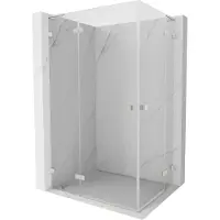 Mexen Lunar L Duo douchecabine scharnierend links 105 x 95 , transparant, geborsteld nikkel - 834L-105L-095P-97-00
