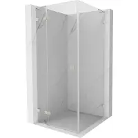 Mexen Lunar L douchecabine scharnierend links 100 x 100 , transparant, geborsteld nikkel - 834L-100-100-97-00-L