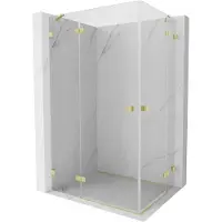 Mexen Lunar Duo douchecabine scharnierend links 90 x 85 , transparant, goud geborsteld - 834-090L-085P-55-00