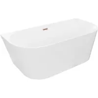 Mexen Oval Slim vrijstaande aan de muur bevestigde badkuip 170 x 80 , wit, overloop roségoud - 52661708000-60