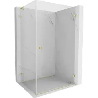 Mexen Lunar-B L douchecabine scharnierend rechts 100 x 90 , transparant, geborsteld goud - 832L-100-090-55-00-P
