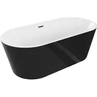 Mexen Luna vrijstaande badkuip 180 x 80 , wit/zwart, overloop gun metal - 52031808075-95