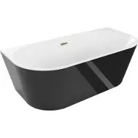 Mexen Oval vrijstaande wandbadkuip 170 x 80 , wit/zwart, gouden overloop - 52671708075-50