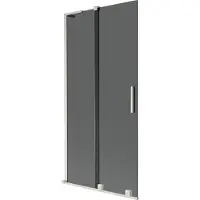 Mexen Velar L badwand met 2 schuifdeuren 90 x 150 , grafiet, geborsteld nikkel - 896-090-003-41-97