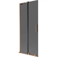 Mexen Velar L badwand 2-delig schuifbaar 85 x 150 , grafiet, geborsteld koper - 896-085-003-41-65