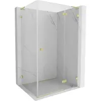 Mexen Lunar L douchecabine scharnierend rechts 95 x 80 , transparant, geborsteld goud - 834L-095-080-55-00-P