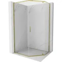 Mexen Exo vijfhoekige draaideur douchecabine 100 x 80 , transparant, goud - 812-100-080-50-00