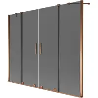 Mexen Velar Duo badwand scherm 2-delige schuif 170 x 150 , grafiet, roze goud - 896-170-000-42-60